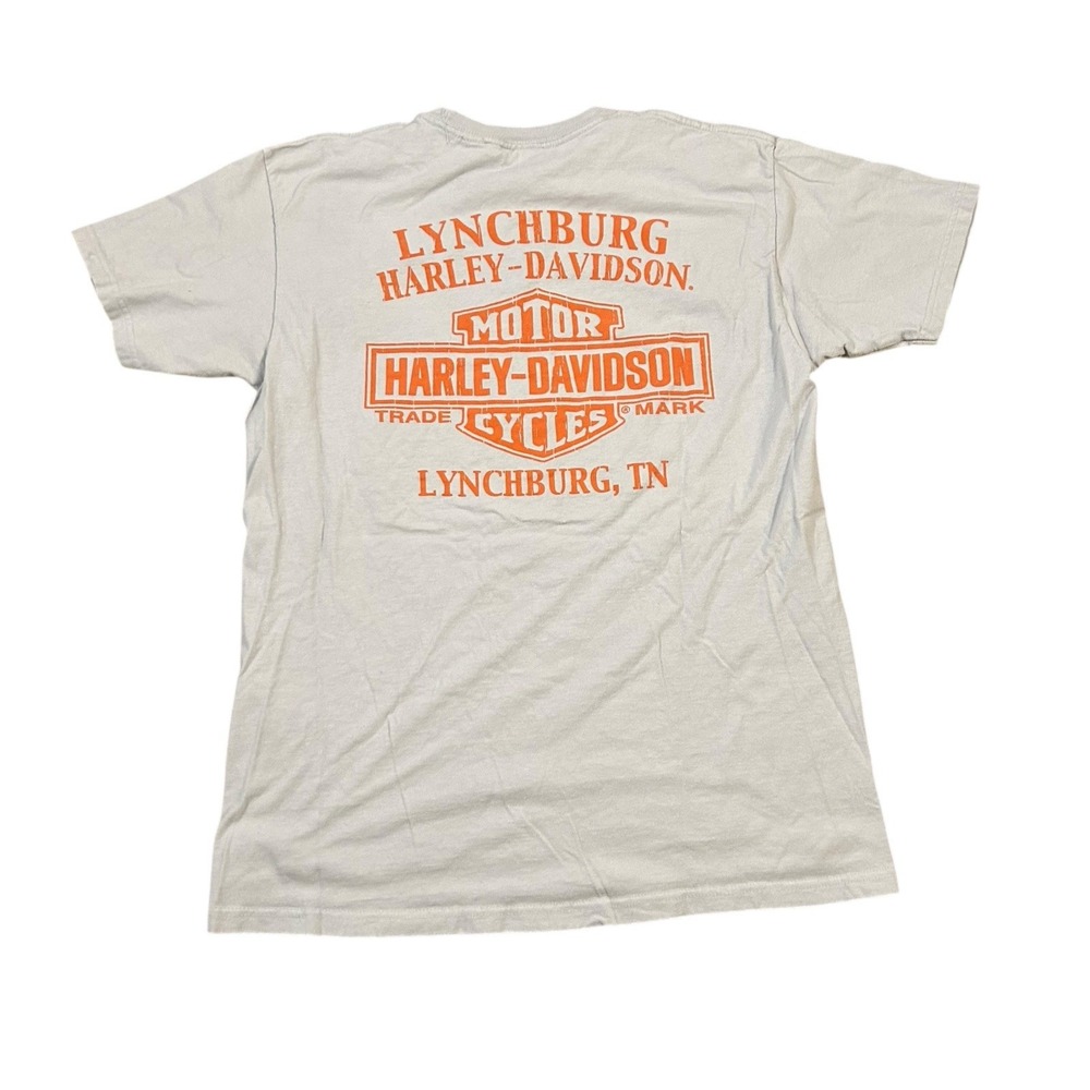 Harley Davidson Double Side  T-Shirt M Medium Lynchburg‎ TN Gray Skull - Picture 2 of 7